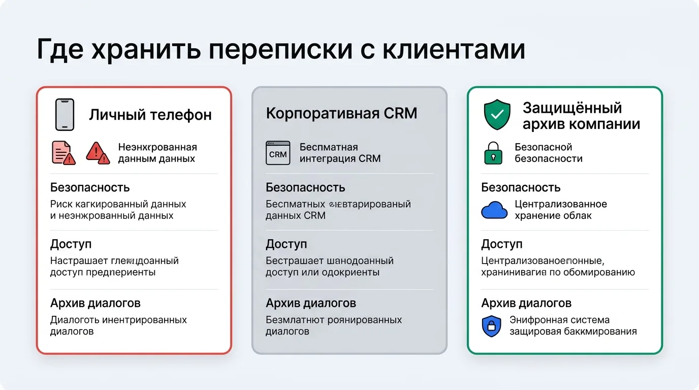Сравнение способов хранения переписок с клиентами