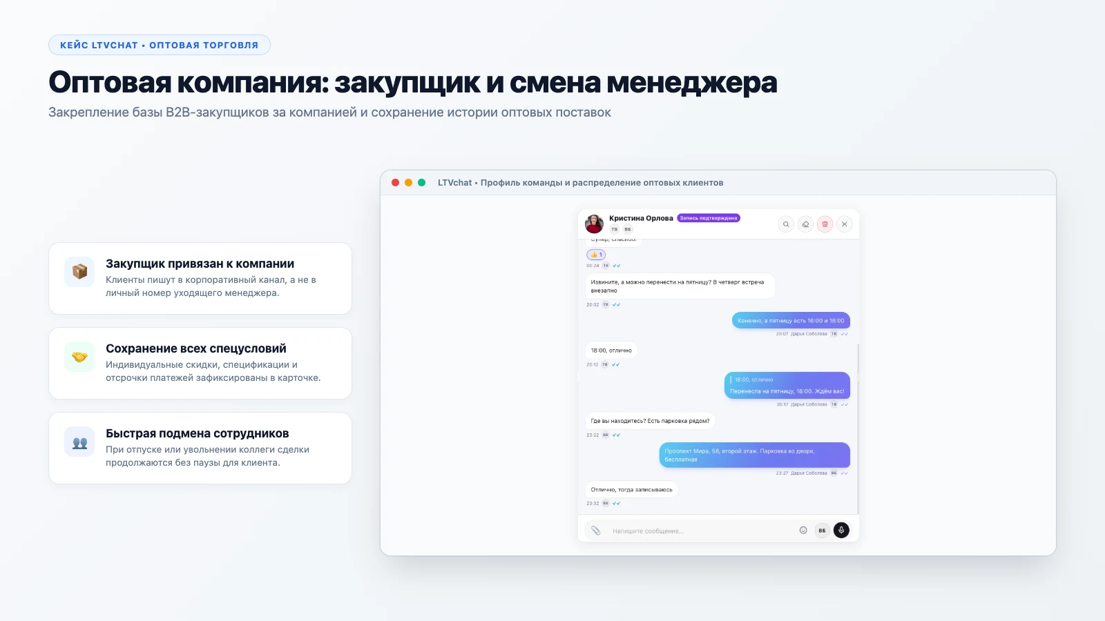 Оптовая компания: закупщик и смена менеджера
