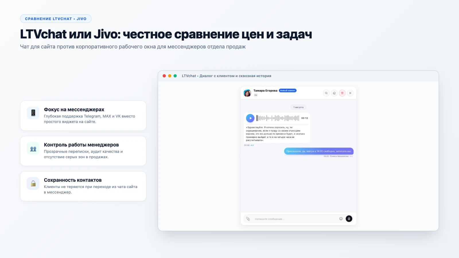 LTVchat или Jivo: честное сравнение цен и задач